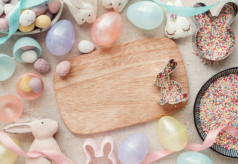 Easter bunnies, chocolate and sprinkles