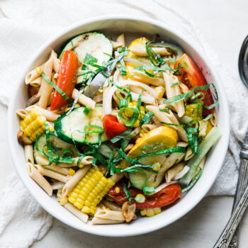 Grilled veggie pasta salad