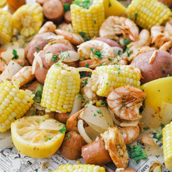 Shrimp boil with corn and potatoes
