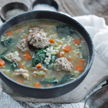 Wedding soup in bowl