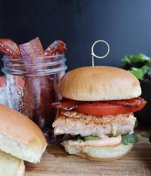 Salmon BLTs with Jar of Candied Bacon