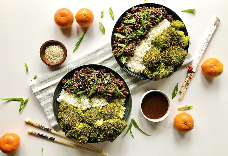Chinese beef and broccoli bowls