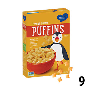 Peanut Butter Puffins cereal box