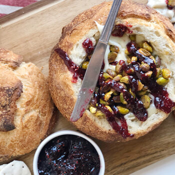 Baked Brie with Cayenne-Candied Pistachios