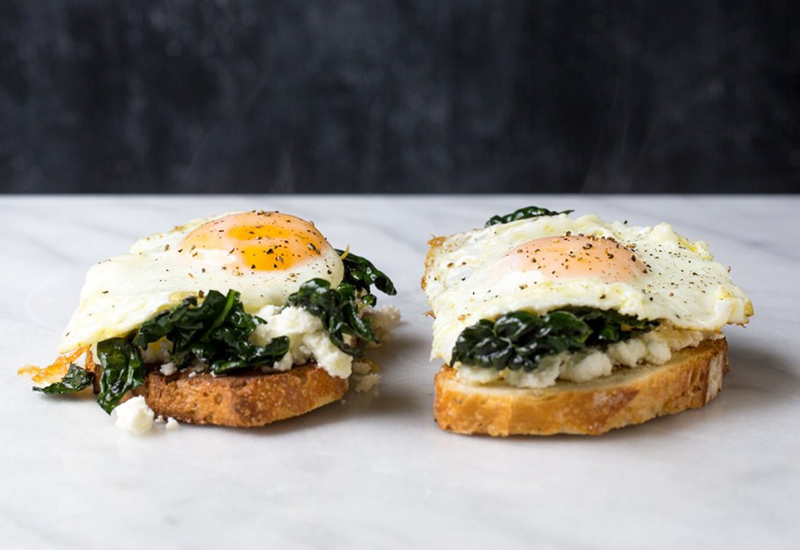 Egg Toast with Kale and Feta