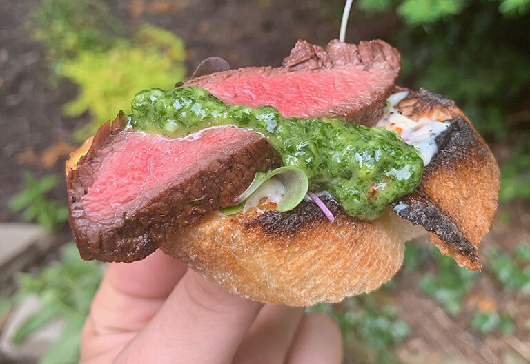 Flat Iron Steak Toast with Orange Chimichurri Heinen's Grocery Store