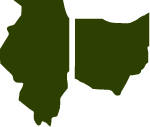 Green Illinois and Ohio state shapes