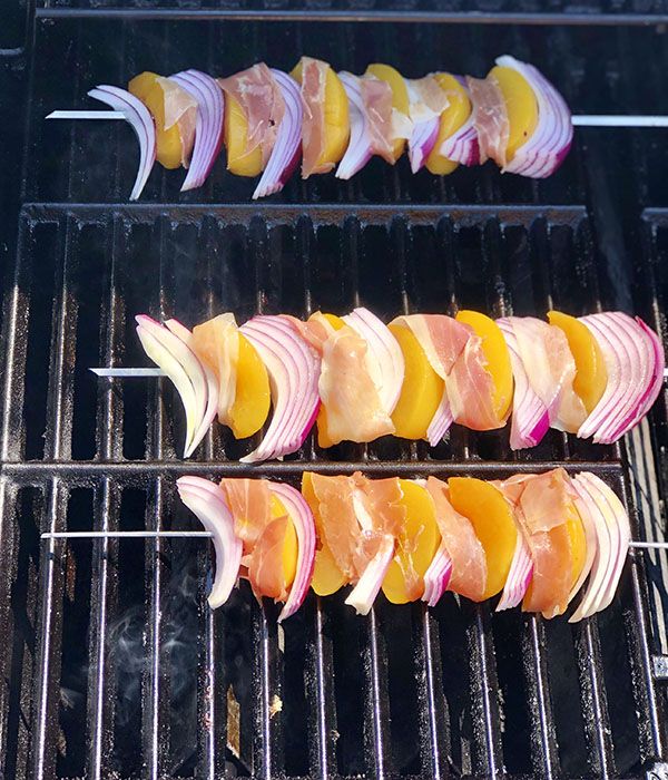 Peach and Prosciutto Kabobs On Grill