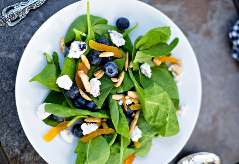 Spinach, Blueberry & Goat Cheese Salad with Sweet Vinaigrette