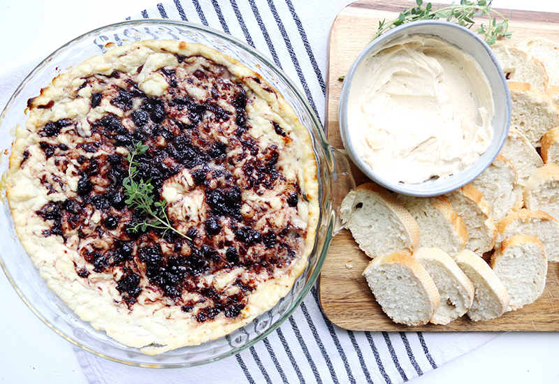 Blueberry and Thyme Goat Cheese Spread with Cinnamon Vanilla Butter Compote