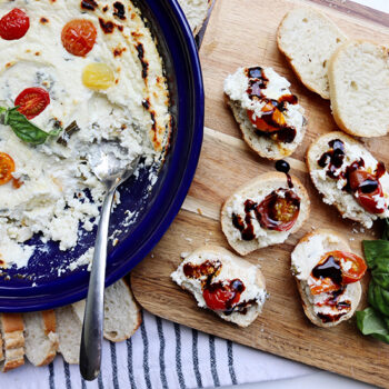 Goat Cheese Spread with Heirloom Tomatoes and Balsamic Glaze
