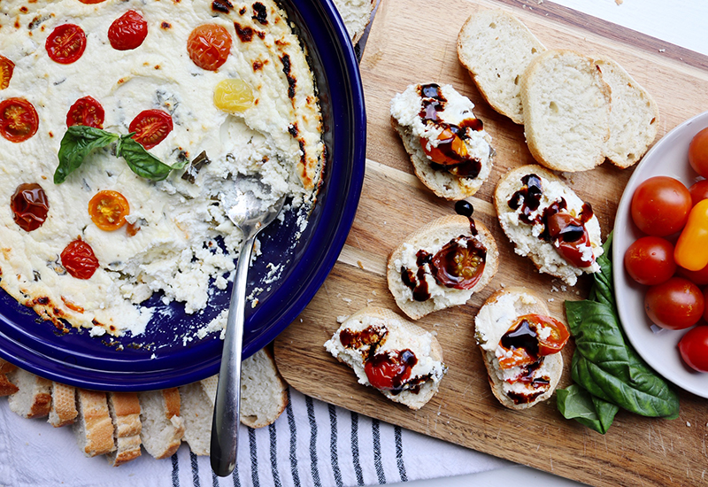 Goat Cheese Spread with Heirloom Tomatoes and Balsamic Glaze