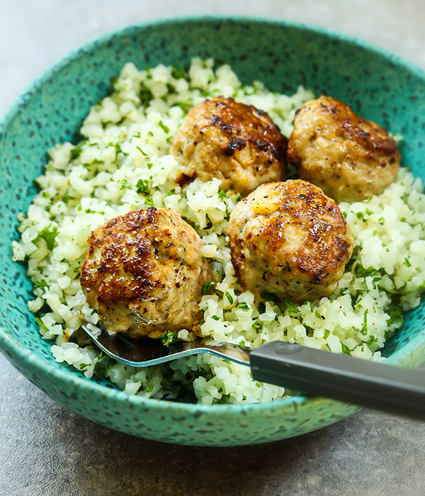 Pork and Apple Meatballs with Herbed Cauliflower Rice