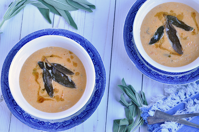 Sweet Potato Chowder with Fried Sage Butter