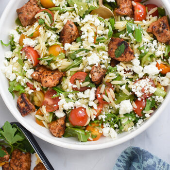Mediterranean Pork with Herbed Orzo