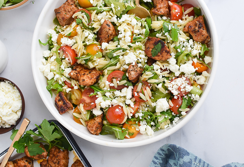 Mediterranean Pork with Herbed Orzo