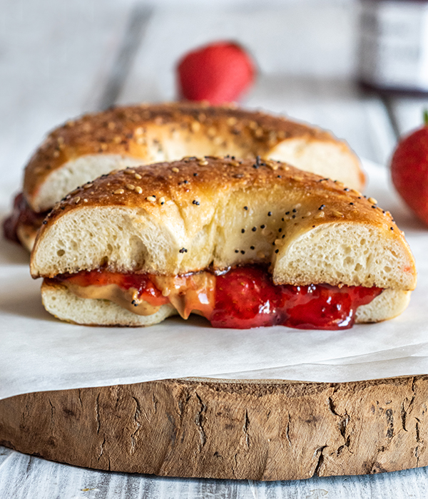 Grilled Peanut Butter & Jelly Bagels