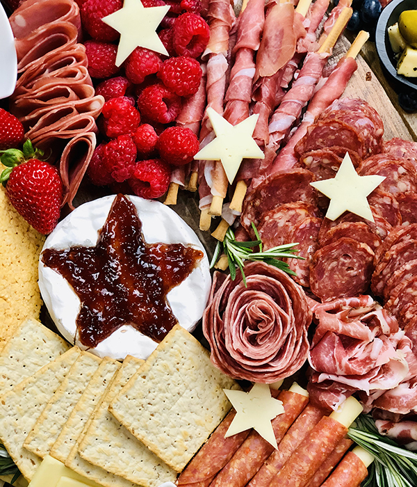 Patriotic Grazing Board Star Shaped Cheeses