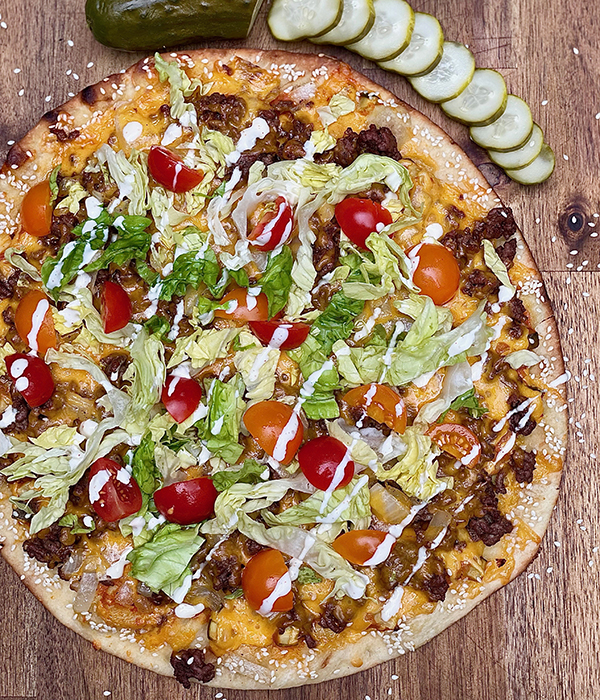 Dill Pickle Cheeseburger Pizza