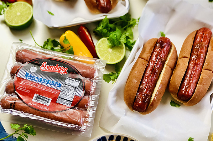 Eisennerg Hot Dogs in Buns and with Packaging