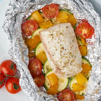 Grilled Tilapia with Pesto Veggie Foil Packets