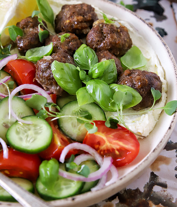 Meatball Salad with Whipped Ricotta