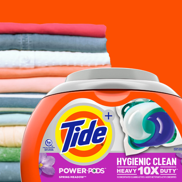 Tide Pods with Folded Laundry