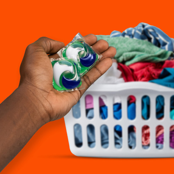 Tide Pods with Laundry Basket