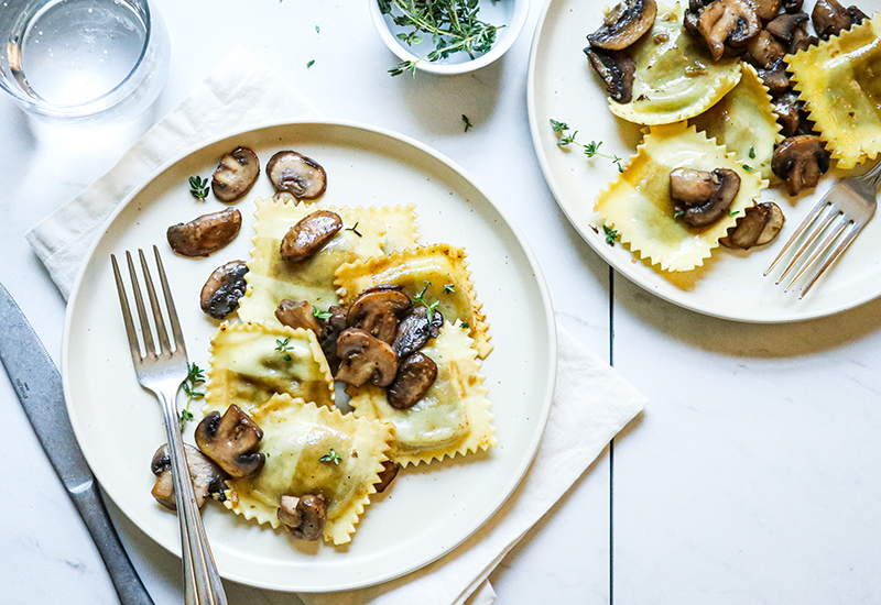 Mushroom Ravioli with Thyme Brown Butter