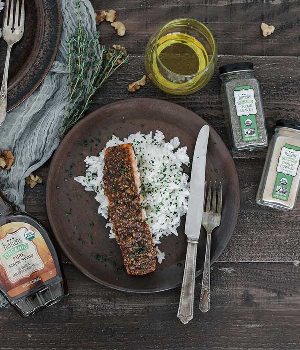 Maple and Walnut Crusted Salmon