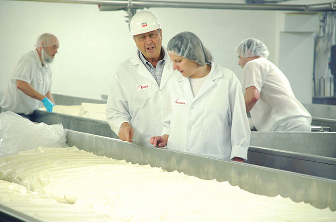 Errico & Francesca in Cheese Manufacturing Plant