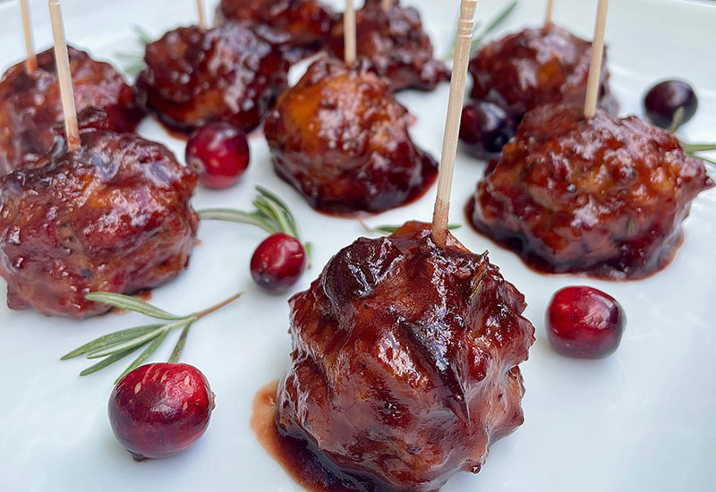 Cranberry Balsamic Turkey Meatballs