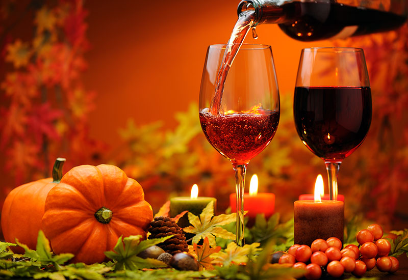 Wine on a Fall Harvest Backdrop