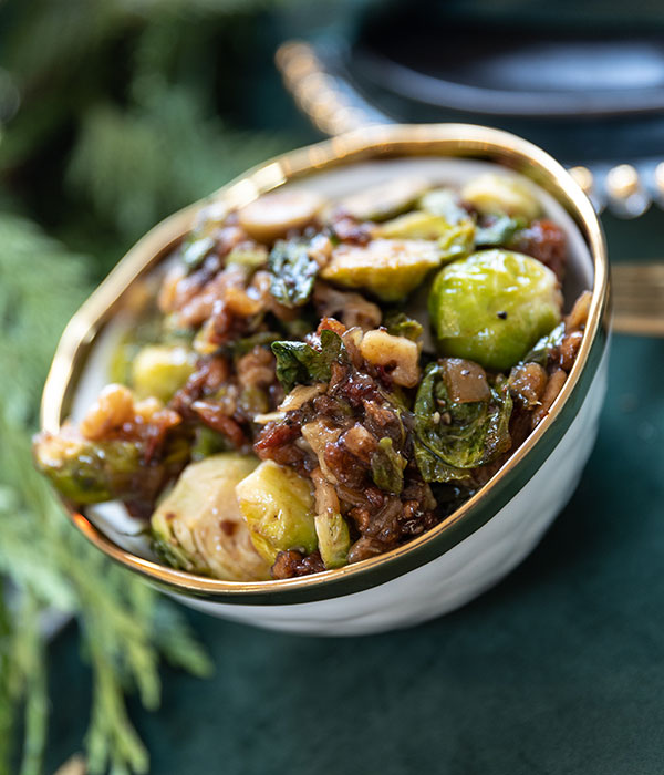 Brussels Sprouts with Bacon Onion Marmalade