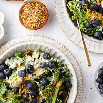 Kale Blueberry Salad with Pecan Cheese
