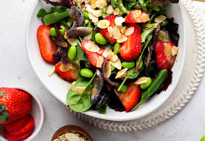 Spring Vegetable Salad with Strawberries and Poppy Seed Dressing