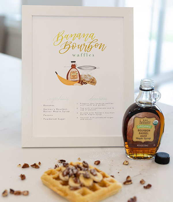 Bananas Foster Waffle with Recipe Sign