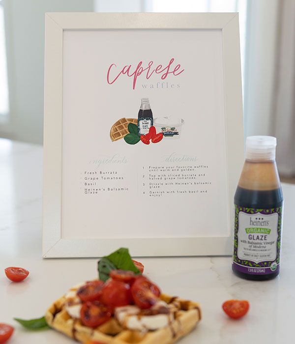 Caprese Waffle with Recipe Sign