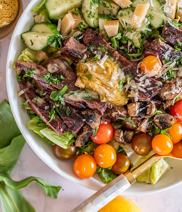 Grilled Skirt Steak Salad with Ramp Butter