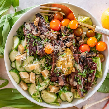 Grilled Skirt Steak Salad with Ramp Butter