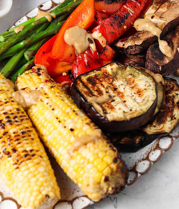 Grilled Vegetables With Tahini Dressing