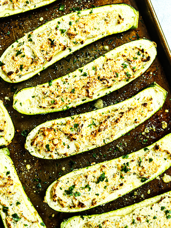 Ricotta Parm Stuffed Zucchini 
