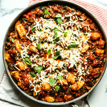 Skillet Gnocchi with Eggplant, Tomatoes and Spinach