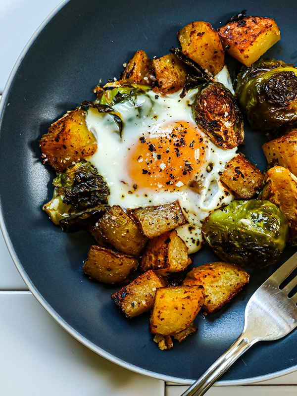 Sheet Pan Brussels Sprouts and Potato Hash 