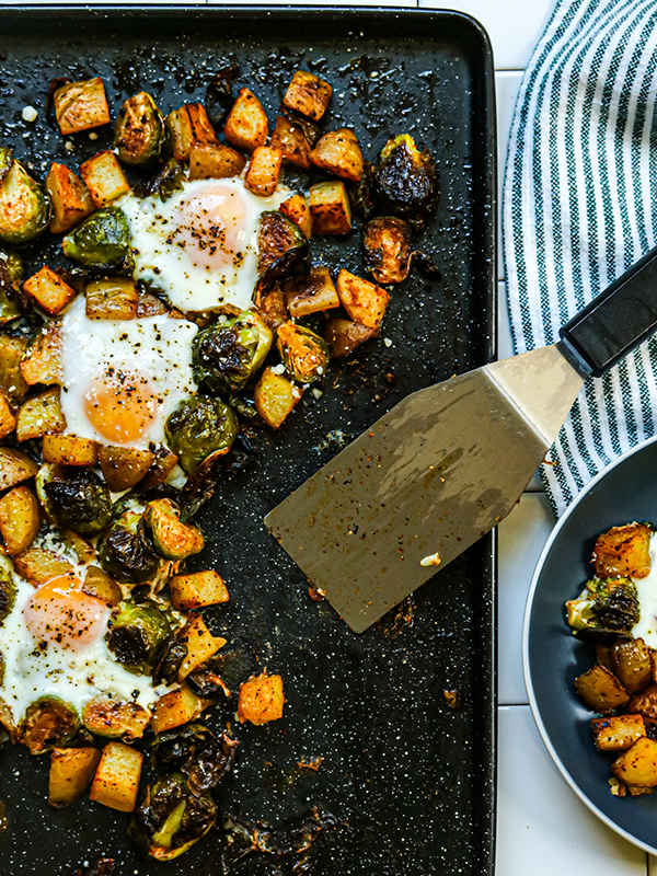 Sheet Pan Brussels Sprouts and Potato Hash