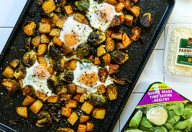 Sheet Pan Brussels Sprouts And Potato Hash Heinen s Grocery Store