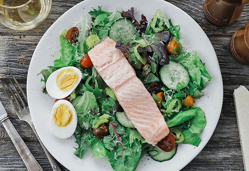 Poached Salmon on a Salad