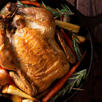 Whole Roasted Chicken in Skillet