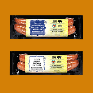 Heinen’s Uncured CARE Certified Antibiotic Free (ABF) Smoked Sausage and Polish Style Kielbasa
