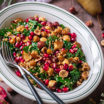 Kale and Quinoa Winter Salad with Pears and Pomegranate